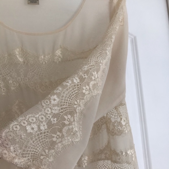 Lucky Brand Cream Lace Sheer Blouse - Picture 4 of 7